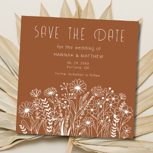 Elegant Wildflowers  Boho Burnt Orange Wedding Save The Date