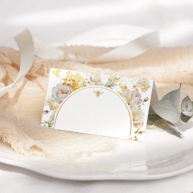 Elegant wildflowers bumble bee wedding place card (Creator Uploaded)