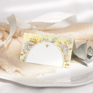 Elegant wildflowers bumble bee wedding place card