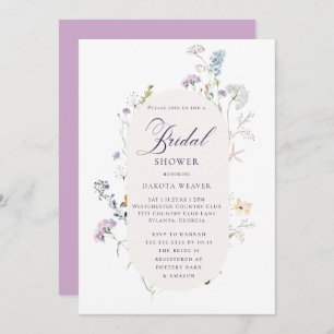 Elegant Wildflowers Calligraphy Bridal Shower Invitation