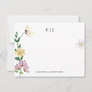 Elegant Wildflowers Couple Initials Floral Card