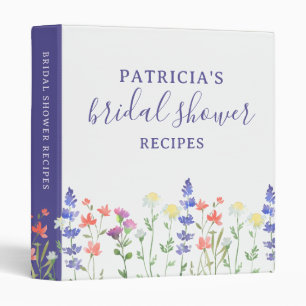 Elegant Wildflowers Floral Bridal Shower Recipe Binder