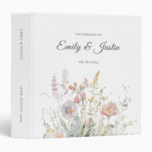 Elegant Wildflowers Floral Watercolor Weddin Album Binder