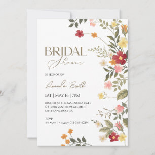 Elegant Wildflowers garden bridal shower Invitation