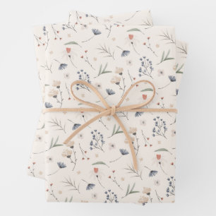 Elegant Wildflowers Ivory Wrapping Paper Sheet