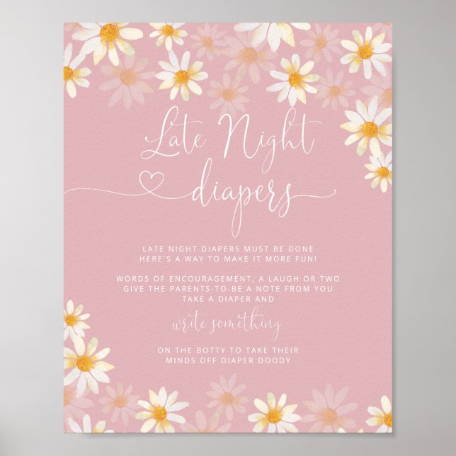 Elegant Wildflowers Late Night Diapers Game Poster (Front)