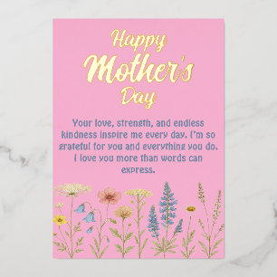 Elegant Wildflowers Mother's Day Foil Holiday Card