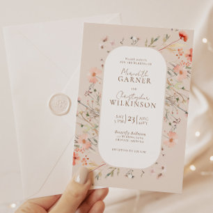 Elegant Wildflowers Pink Floral Wedding Invitation