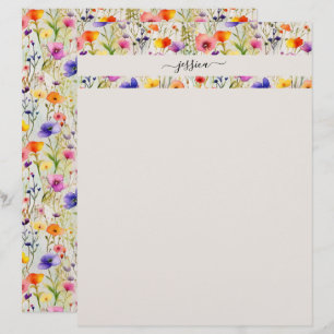 Elegant wildflowers script name letterhead