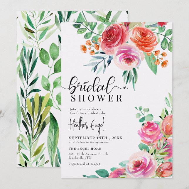 Elegant Wildflowers | Spring Summer Bridal Shower Invitation (Front/Back)