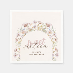 Elegant Wildflowers Sweet 16 Birthday Napkin