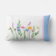 Elegant Wildflowers Throw Cushion - Blue