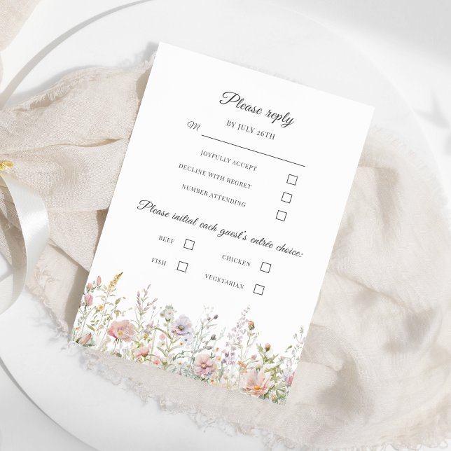 Elegant Wildflowers Watercolor Wedding RSVP Card (Creator Uploaded)