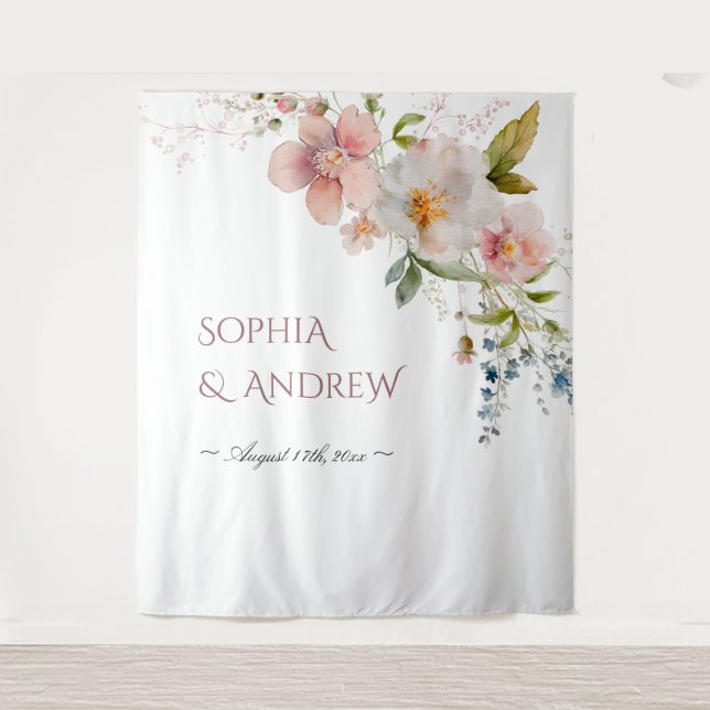 Elegant Wildflowers Wedding Tapestry (Front)