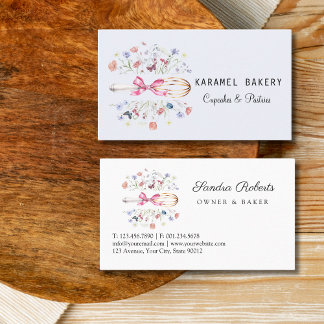 Elegant Wildflowers Whisk Bakery Business Card