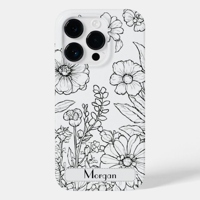 Elegant Wildflowers white and black Case-Mate iPhone Case (Back)