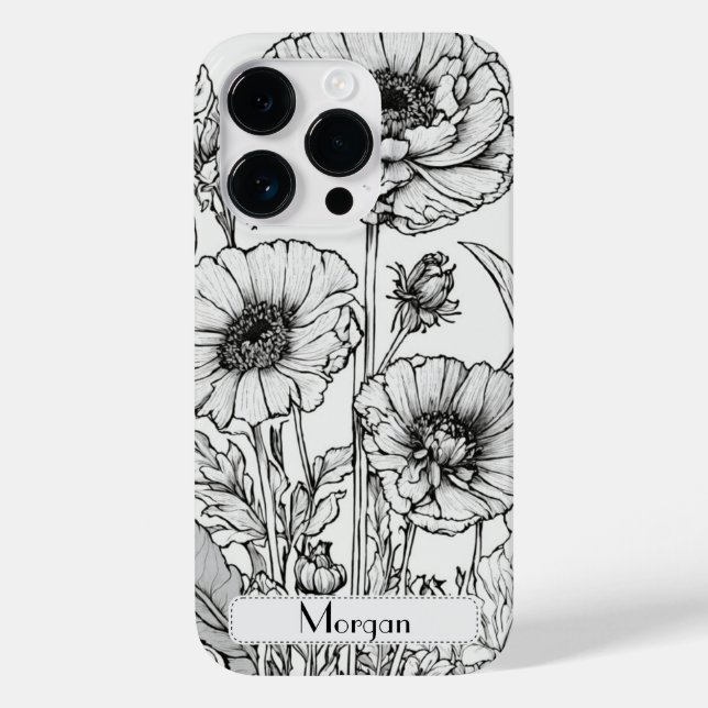 Elegant Wildflowers white and black Case-Mate iPhone Case (Back)