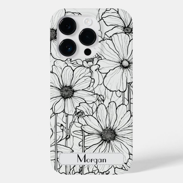Elegant Wildflowers white and black Case-Mate iPhone Case (Back)