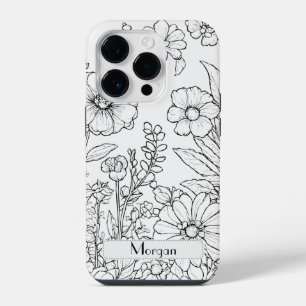 Elegant Wildflowers white and black iPhone 14 Pro Case
