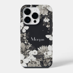 Elegant Wildflowers white and black iPhone 14 Pro Case