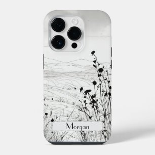 Elegant Wildflowers white and black iPhone 14 Pro Case