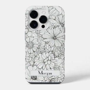Elegant Wildflowers white and black iPhone 14 Pro Case
