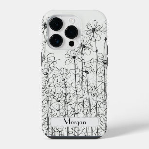 Elegant Wildflowers white and black iPhone 14 Pro Case