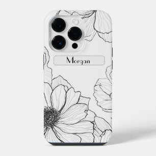 Elegant Wildflowers white and black iPhone 14 Pro Case