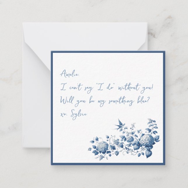 Elegant Will You Be My Something Blue Custom Card (Front)
