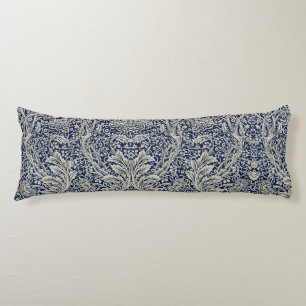 Elegant William Morris Floral Blue White Pattern   Body Pillow