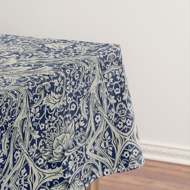 Elegant William Morris Floral Blue White Pattern   Tablecloth (In Situ)