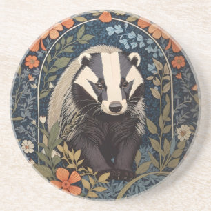 Elegant William Morris Inspired Badger Coaster