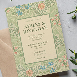 Elegant William Morris Larkspur Pattern Wedding Invitation