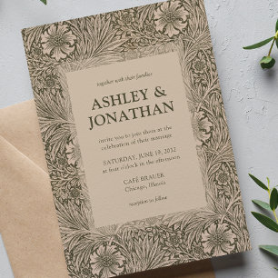 Elegant William Morris Marigold Pattern Wedding Invitation