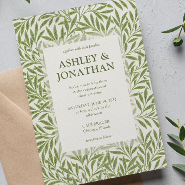 Elegant William Morris Willow Pattern Wedding Invitation (Creator Uploaded)