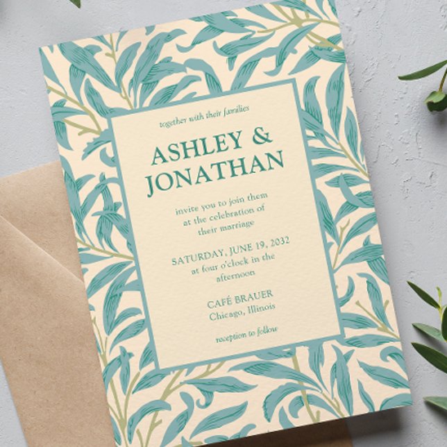 Elegant William Morris Willow Pattern Wedding Invitation (Creator Uploaded)