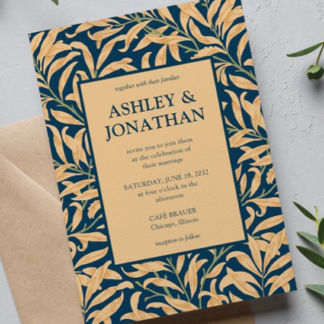 Elegant William Morris Willow Pattern Wedding Invitation (Creator Uploaded)