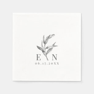 Elegant Willow Leaf Botanical Wedding Napkin