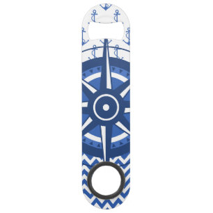 Elegant Windrose Nautical Coastal Pattern Speed Bottle Opener