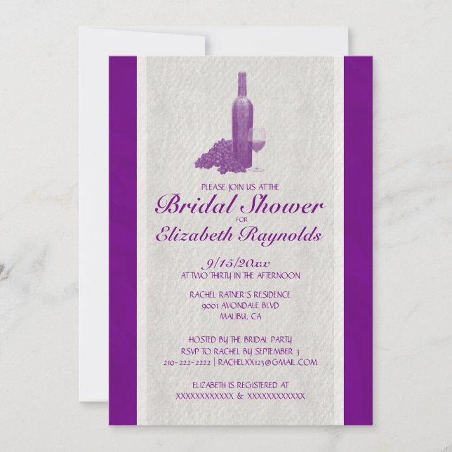 Elegant Wine Bottle Bridal Shower Invitations (Front)