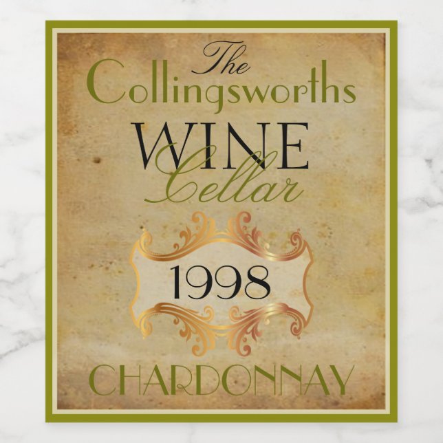 Elegant Wine Bottle Label Personalized (Single Label)