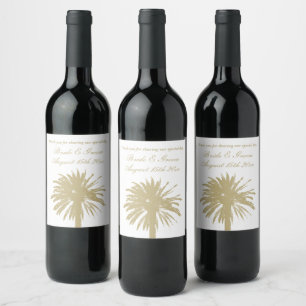 Elegant wine bottle labels for chic beach wedding