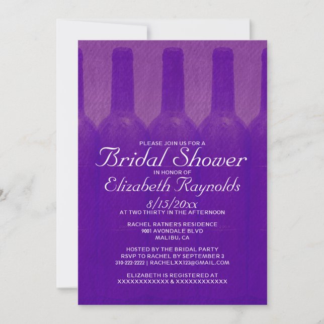 Elegant Wine Bottles Bridal Shower Invitations (Front)