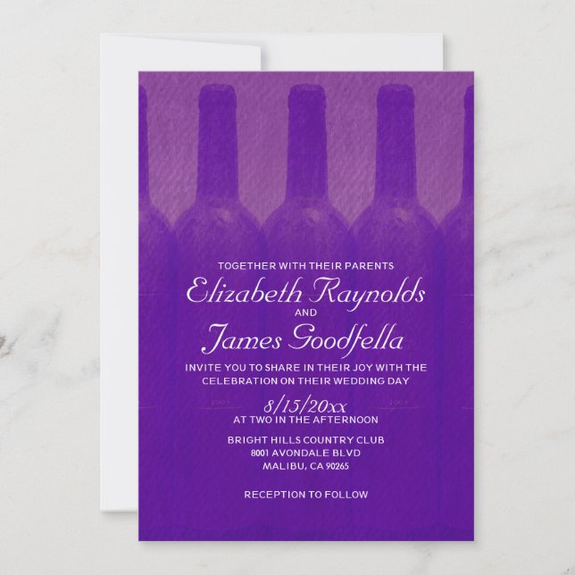 Elegant Wine Bottles Wedding Invitations (Front)