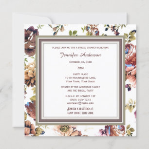 Elegant Wine Floral Theme Bridal Shower Invitation