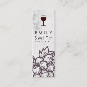 Elegant Wine Glass Rustic  Grapes Mini Business Card