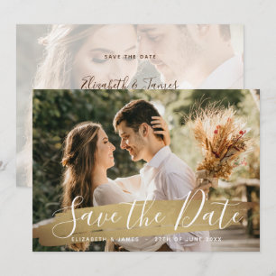 Elegant Wine Gold 2 Photo Save The Date Wedding