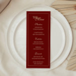 Elegant Wine Red Script Monogram Wedding Menu<br><div class="desc">Elegant Wine Red Script Monogram Wedding Menu. Personalize with your starters,  entrées,  and desserts,  and add bride and groom initials in a classic monogram on the back.</div>