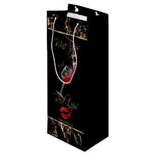 Elegant Wine Sips and Red Lips - Thank You Wine Gift Bag