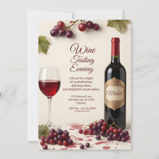 Elegant Wine Tasting Party Invitation with QR Code